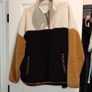 Time and Tru Fleece Pullover with Tan Accents